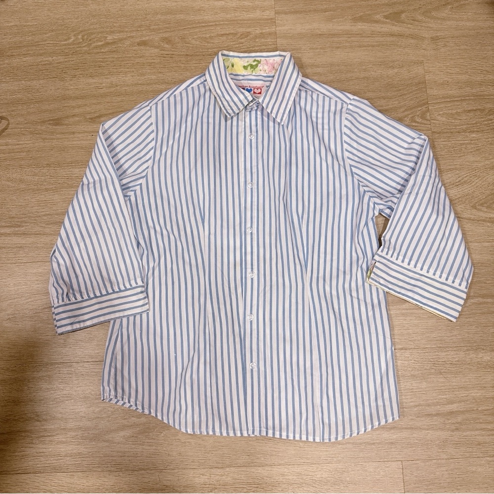 Women's Blue and White Striped Blouse